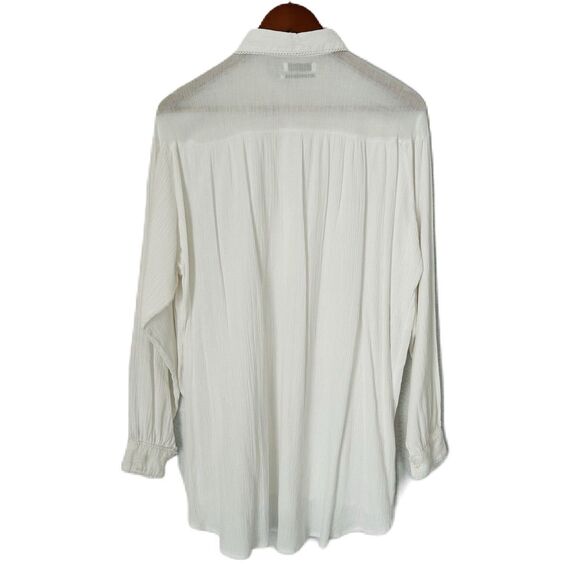 Urban Outfitters Button Up Blouse Women Medium White Cotton Feminine Comfy Boho - Picture 2 of 15